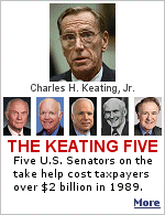 Charles Keating, Jr. contributed heavily to the campaigns of five U.S. Senators who helped block legislation that would have curbed the risky investments that ultimately caused the failure of his savings and loan.